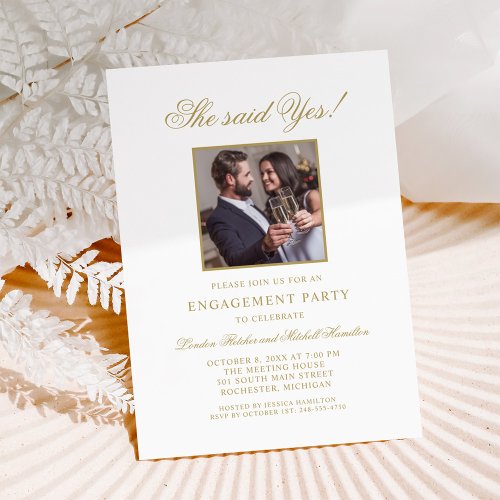 Elegant Antique Gold Wedding Engagement Party Invitation