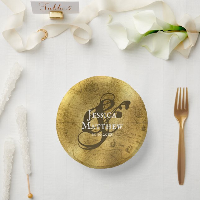 Elegant Antique Golden Metal Wedding Paper Bowls (Wedding)