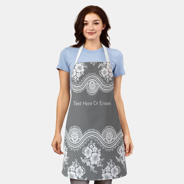 Elegant Antique Lace Look Editable Custom Aprons (Worn)