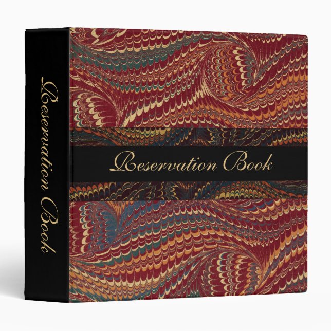 Elegant Antique Marbled Reservation Bok Binder (Front/Spine)