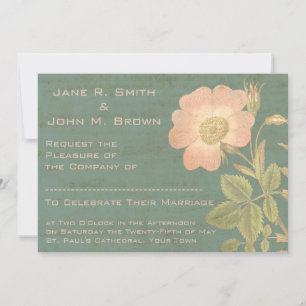 Elegant Antique Rose Vintage Verdigris Patina Invitation