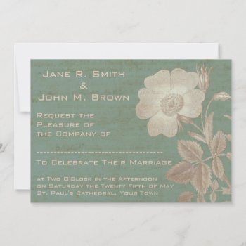 Elegant Antique Rose Vintage Verdigris Patina Invitation by BridalSuite at Zazzle