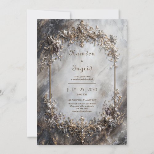 Elegant Antique Silver Gold Baroque Marble Wedding