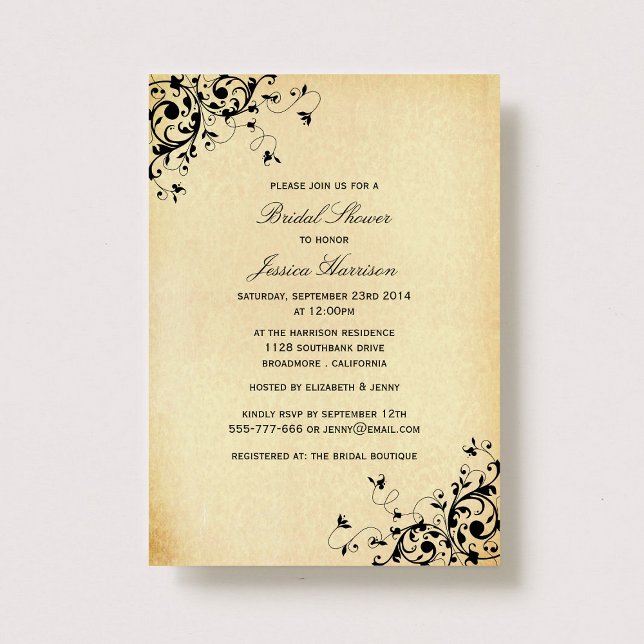 Elegant Antique Swirls Bridal Shower Invitation (Creator Uploaded)