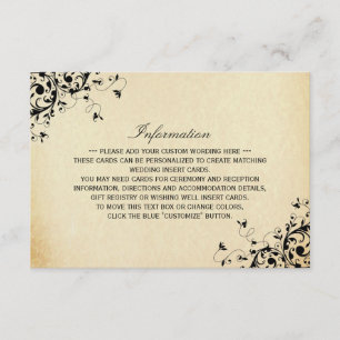 Elegant Antique Swirls Wedding Detail Enclosure Card