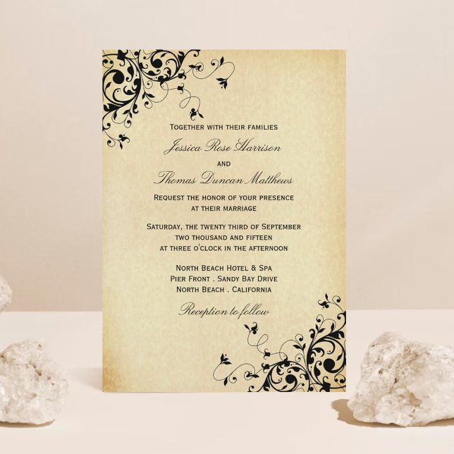 Elegant Antique Swirls Wedding Invitations (Creator Uploaded)