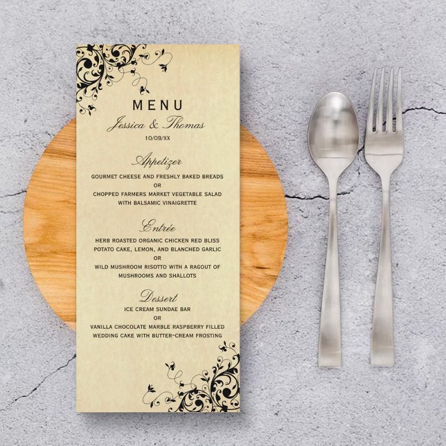 Elegant Antique Swirls Wedding Menu (Creator Uploaded)