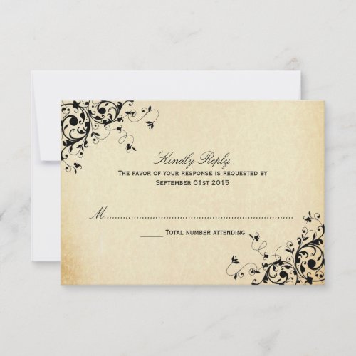 Elegant Antique Swirls Wedding RSVP Cards