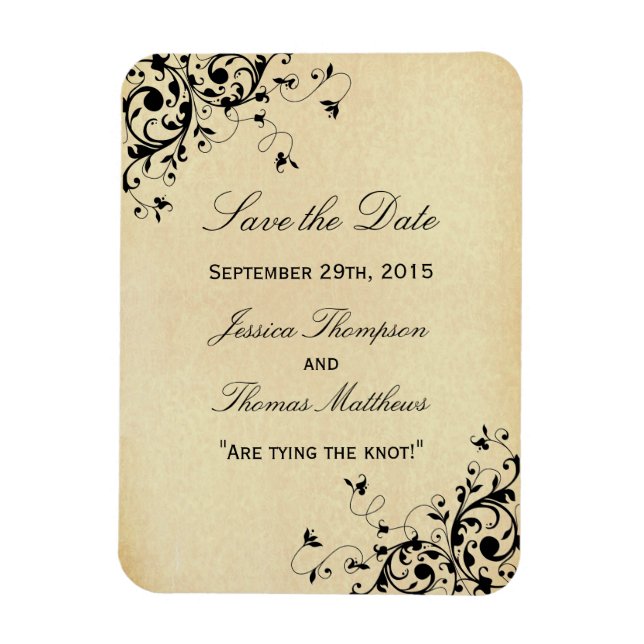 Elegant Antique Swirls Wedding Save The Date Magnet (Vertical)