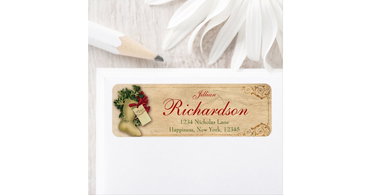 Elegant Antique Victorian Christmas Return Address Label | Zazzle
