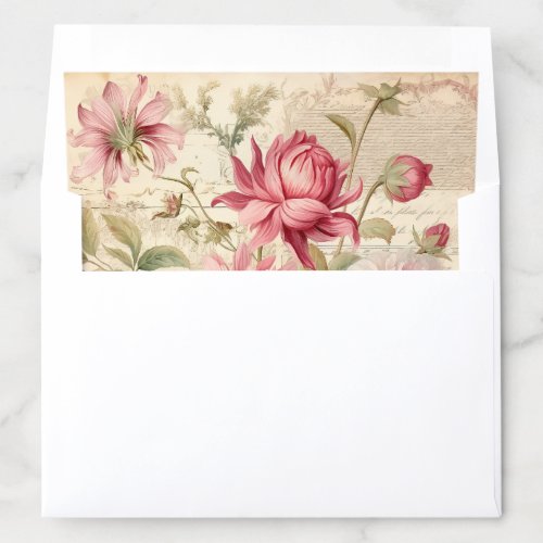 Elegant Antique Vintage French Floral Collage Envelope Liner