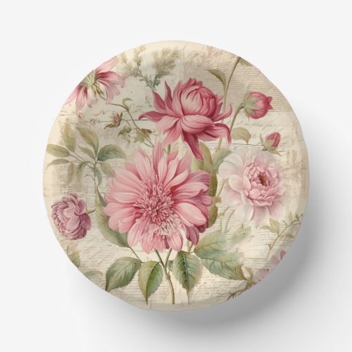 Elegant Antique Vintage French Floral Collage Paper Bowls
