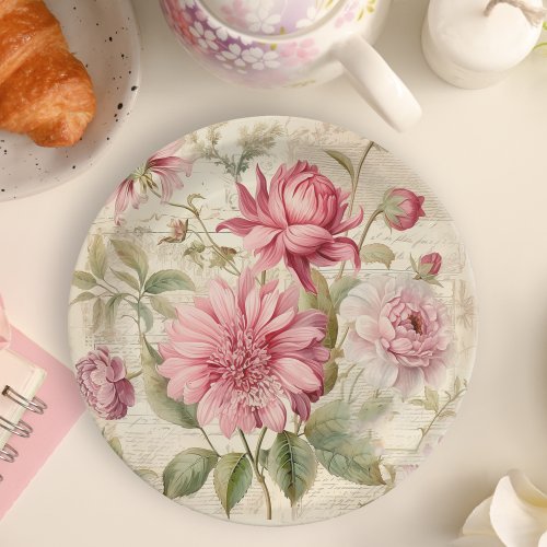 Elegant Antique Vintage French Floral Collage Paper Plates