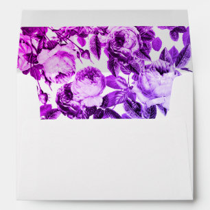 Elegant Antique Vintage Purple Roses Wedding Envelope