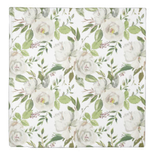 Elegant Antique White Rose Botanical Pattern Duvet Cover