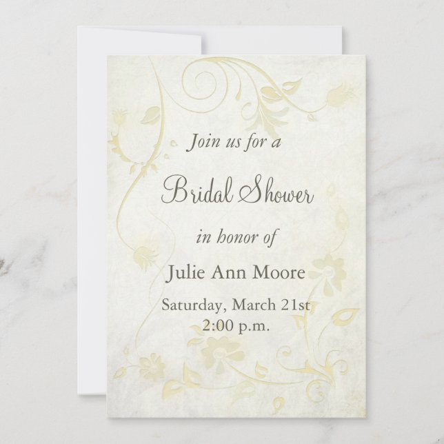 Elegant Antique White Vintage Bridal Shower Invitation (Front)