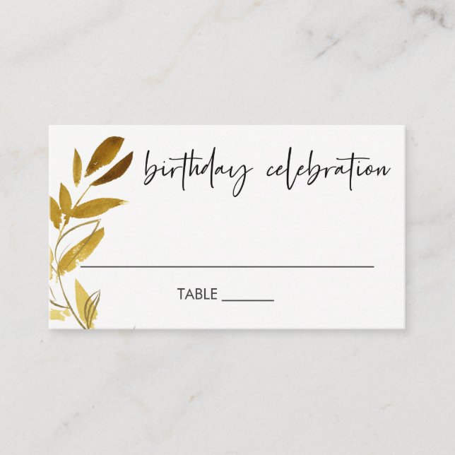 ELEGANT ANY AGE GOLD YELLOW FAUNA WREATH BIRTHDAY PLACE CARD (Front)