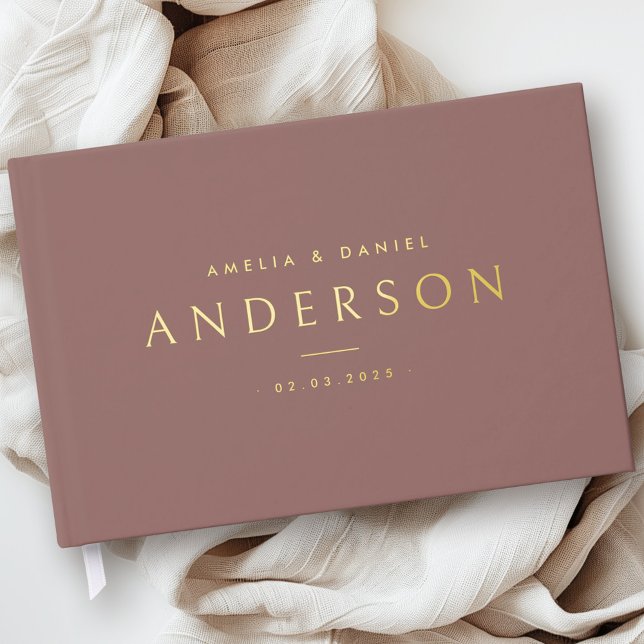 Elegant any color wedding names and date real foil foil guest book  (Elegant any color wedding names and date real foil guest book)