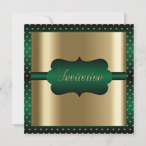 Elegant Any Occasion  Green and Gold Invitation