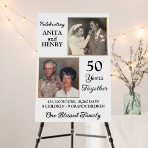 Elegant Any Year Milestone Anniversary Welcome Foam Board