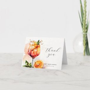 Elegant Aperol Spritz Bridal Shower Letterpress Thank You Card