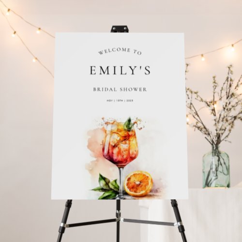 Elegant Aperol Spritz Bridal Shower Welcome Sign