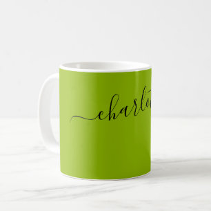 Elegant Apple Green Color Modern Name Personalized Coffee Mug