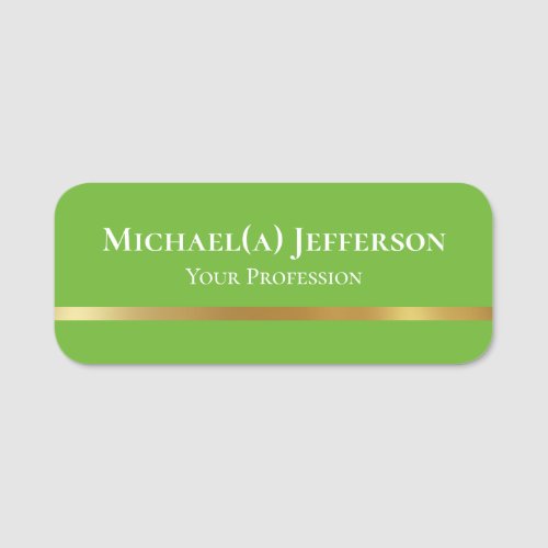 Elegant Apple Green Luxury Gold Line Professional Name Tag