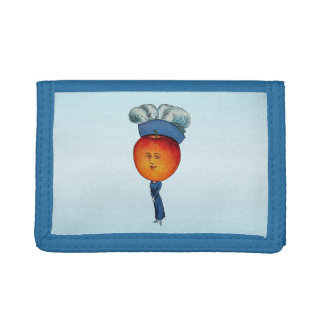 Elegant Apple Head Lady Feather Hat Trifold Wallet