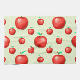 Elegant Apples Pattern Honeycomb Background Kitchen Towel