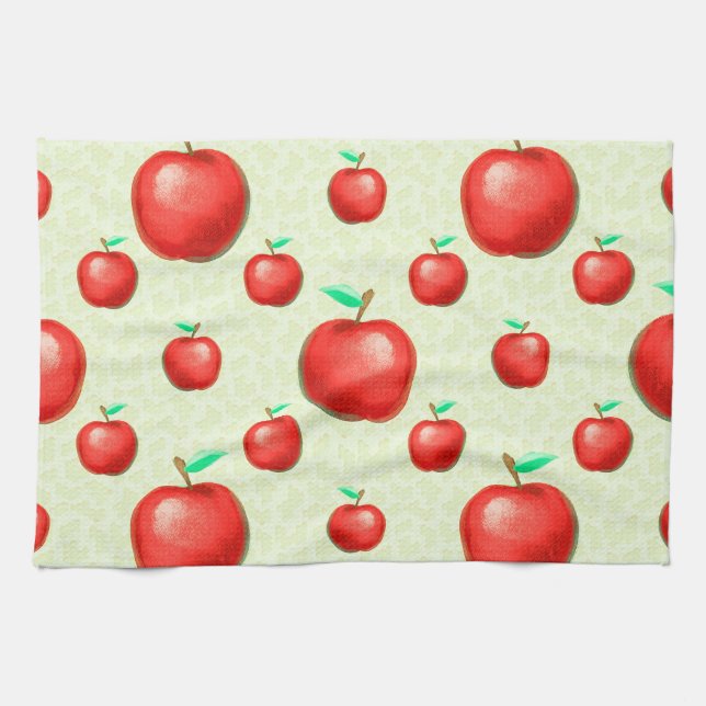 Elegant Apples Pattern Honeycomb Background | Kitchen Towel (Horizontal)