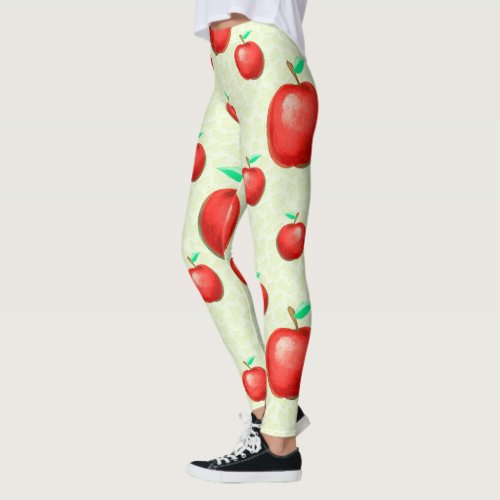 Elegant Apples Pattern Honeycomb Background  Leggings