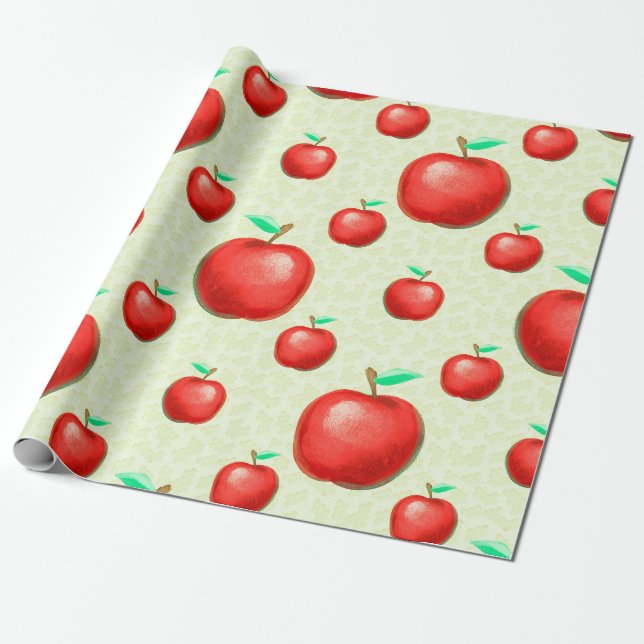 Elegant Apples Pattern Honeycomb Background | Wrapping Paper (Unrolled)