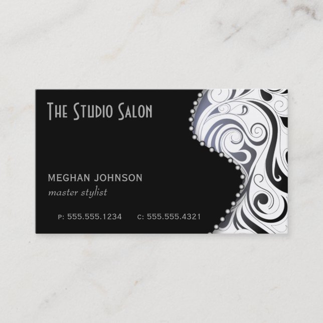 Elegant Appointment Business Card Black (Front)