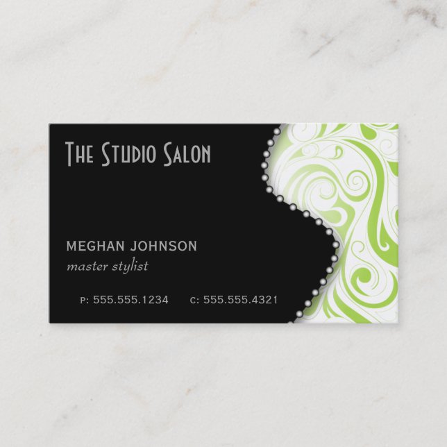 Elegant Appointment Business Card Lime (Front)