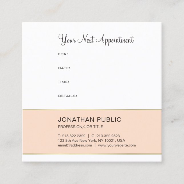 Elegant Appointment Reminder Modern Design Trendy Card (Front)