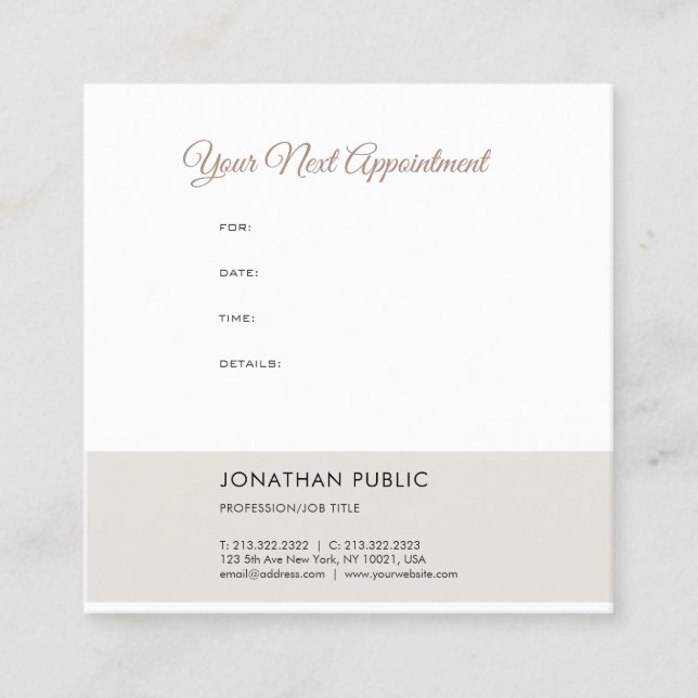 Elegant Appointment Reminder Modern Template Card (Front)