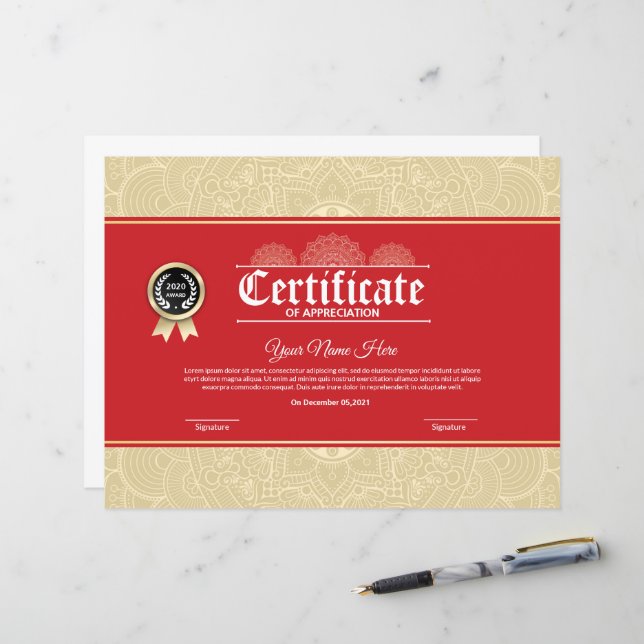Elegant Appreciation Certificate Template (Front/Back In Situ)