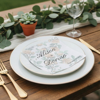 Elegant Apricot Orange Rose Wedding Paper Napkins