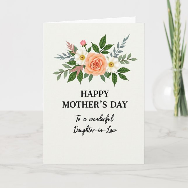 Elegant Apricot Rose Day Card (Front)