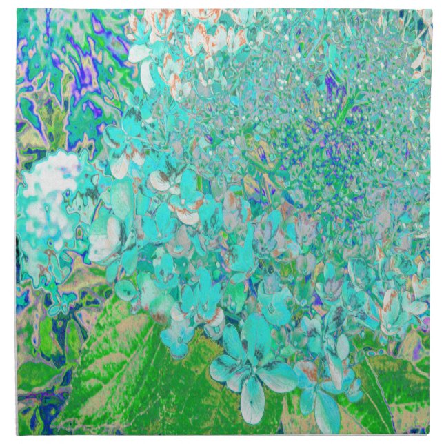 Elegant Aqua and Green Limelight Hydrangea Detail Cloth Napkin (Front)
