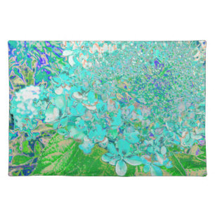 Elegant Aqua and Green Limelight Hydrangea Detail Cloth Placemat