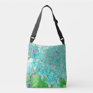 Elegant Aqua and Green Limelight Hydrangea Detail Crossbody Bag