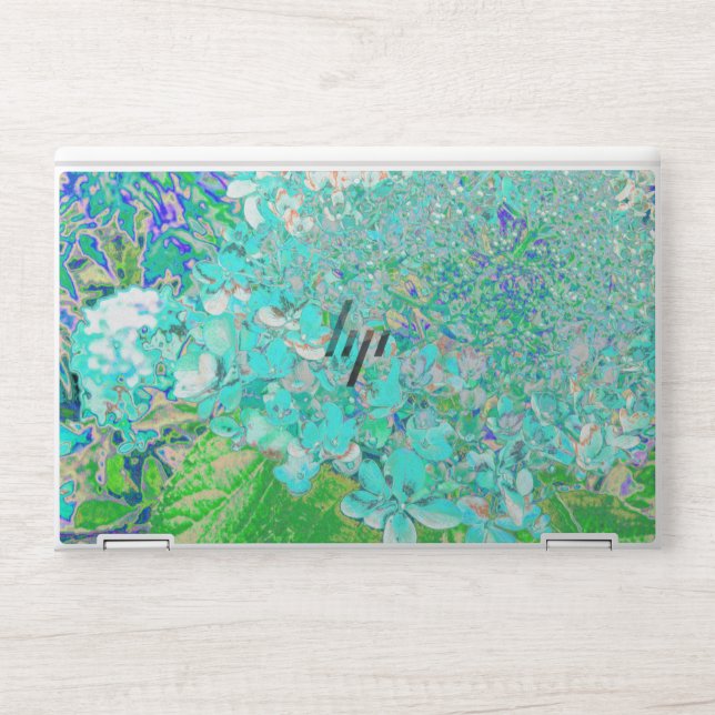 Elegant Aqua and Green Limelight Hydrangea Detail HP Laptop Skin (Front)