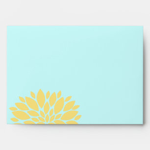 Elegant Aqua and Light Yellow Floral Burst Envelope
