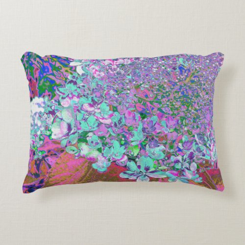 Elegant Aqua and Purple Limelight Hydrangea Detail Accent Pillow