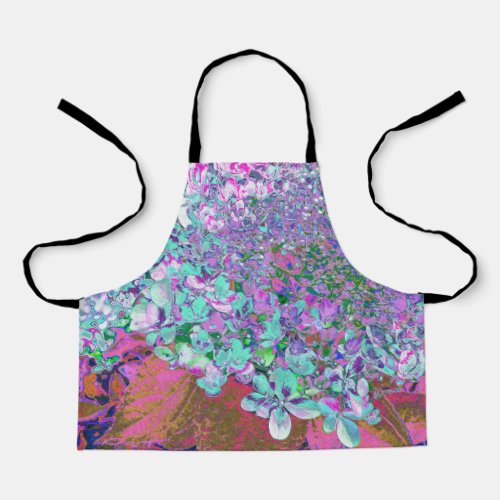 Elegant Aqua and Purple Limelight Hydrangea Detail Apron