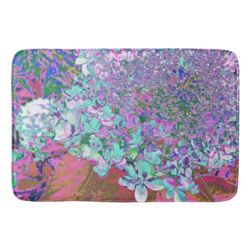 Elegant Aqua and Purple Limelight Hydrangea Detail Bath Mat