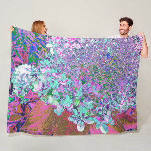 Elegant Aqua and Purple Limelight Hydrangea Detail Fleece Blanket