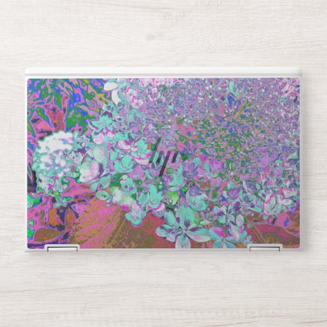 Elegant Aqua and Purple Limelight Hydrangea Detail HP Laptop Skin (Front)